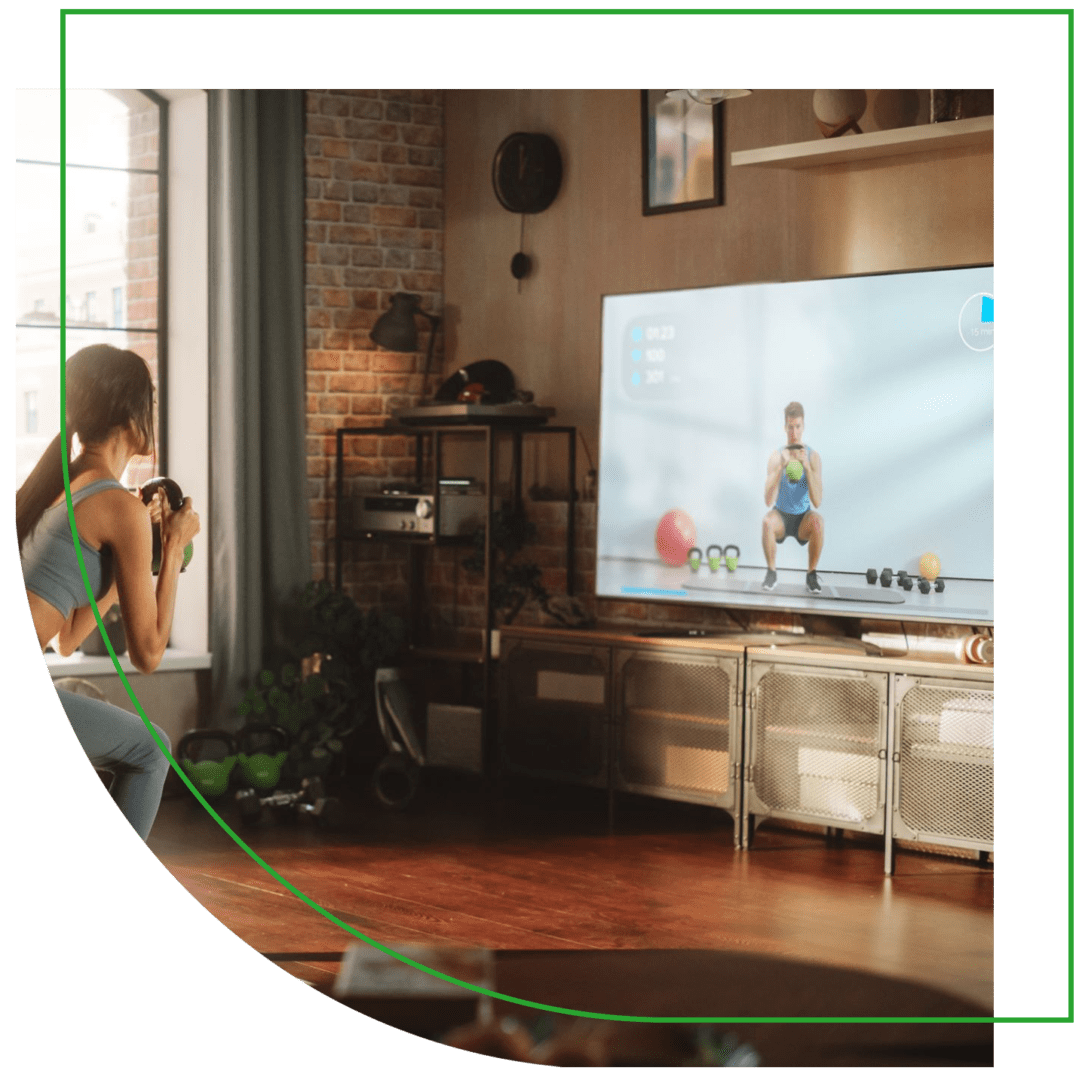 A person playing wii in the living room