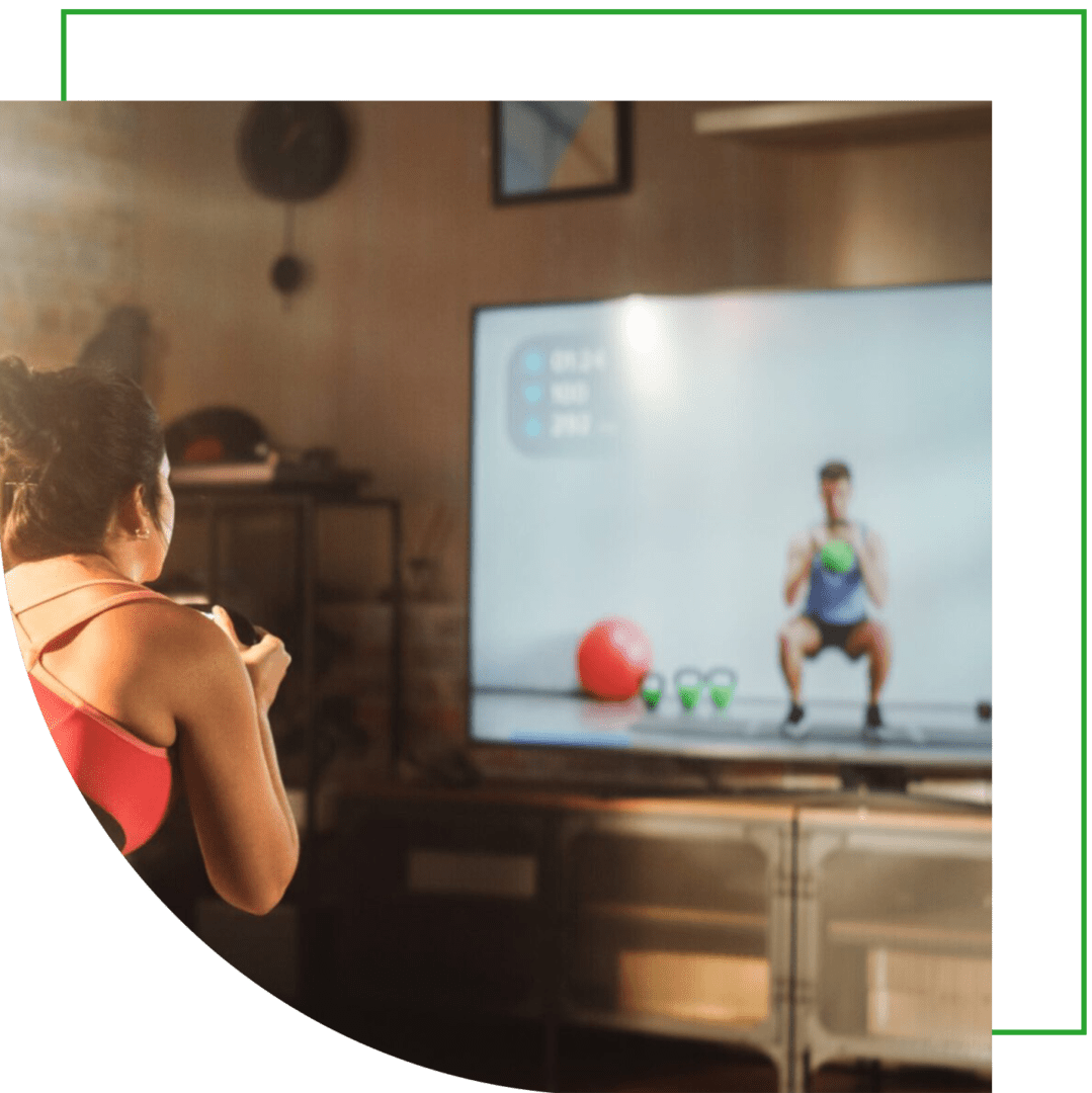A woman is playing wii boxing on the television.